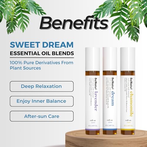 Benatu Essential Oil Roll On Set (Dream, Lavender, Chamomile), Aromatherapy Roller for Massage, Body Skin Care, Home - Natural Fragrance Gift for Women and Men - Image 4