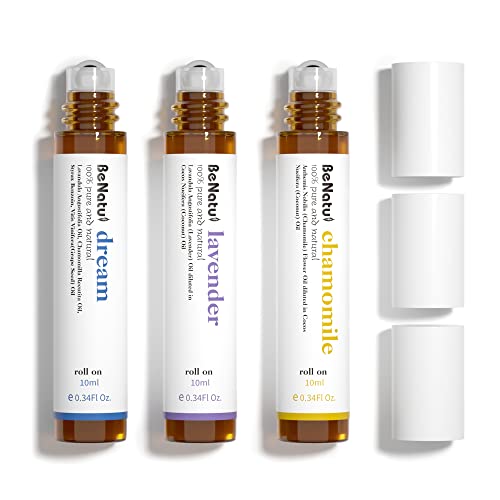 Benatu Essential Oil Roll On Set (Dream, Lavender, Chamomile), Aromatherapy Roller for Massage, Body Skin Care, Home - Natural Fragrance Gift for Women and Men - Image 1