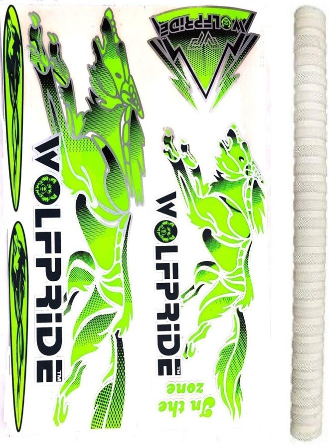 WOLF PRIDE IN THE ZONE GREEN/WHITE CRICKET BAT STICKER PACK (STICKER+GRIP) Bat Sticker (Multicolor) - Image 2