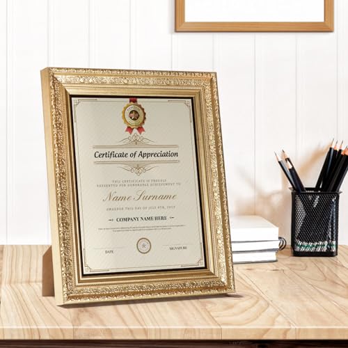 Edenseelake 8.5 x 11 Picture Frames Set of 2, Vintage Gold 8.5 x 11 Diploma Certificate Frame for Tabletop or Wall Display - Image 5