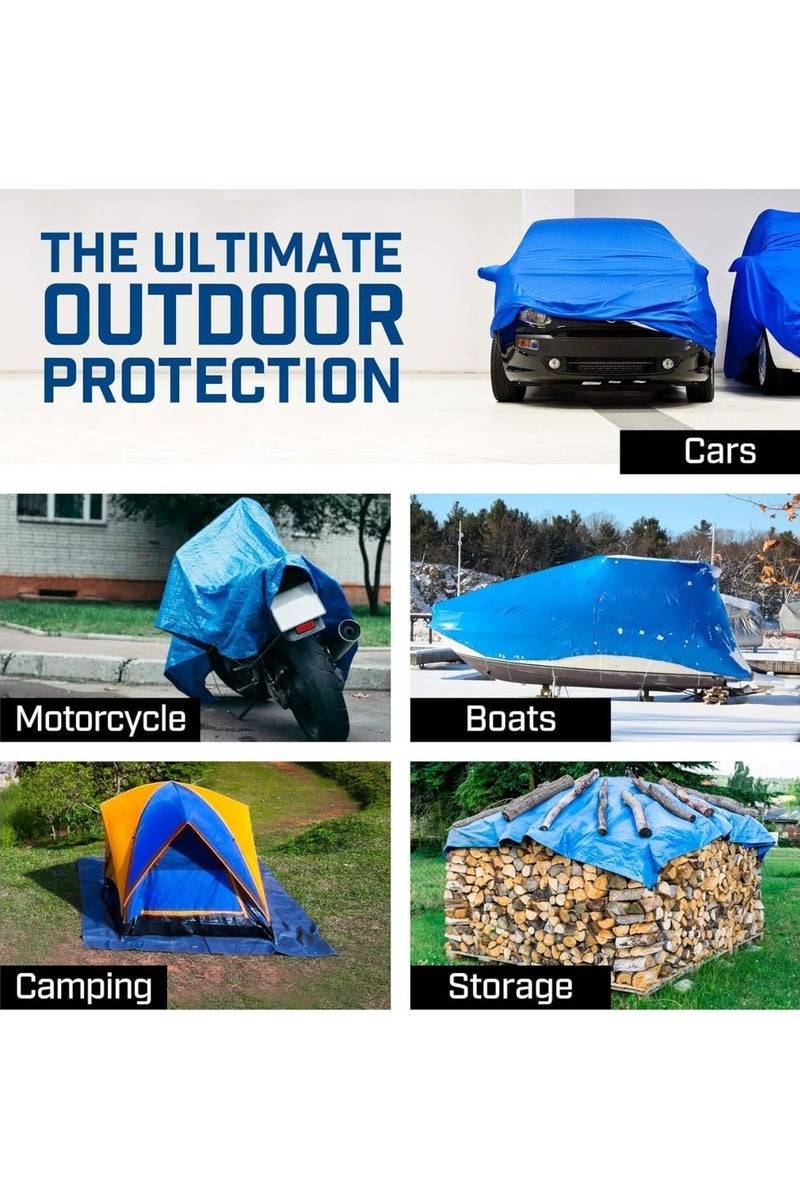 Duravel Waterproof Ground Cover Sheet Tarpaulin for Outdoors,Tarpaulin Tirpal Tadpatri Tharpai Thadika Cover for Car Boat Camping Firewood Woodpile (3.25 X 3.8Mtrs) - Image 3