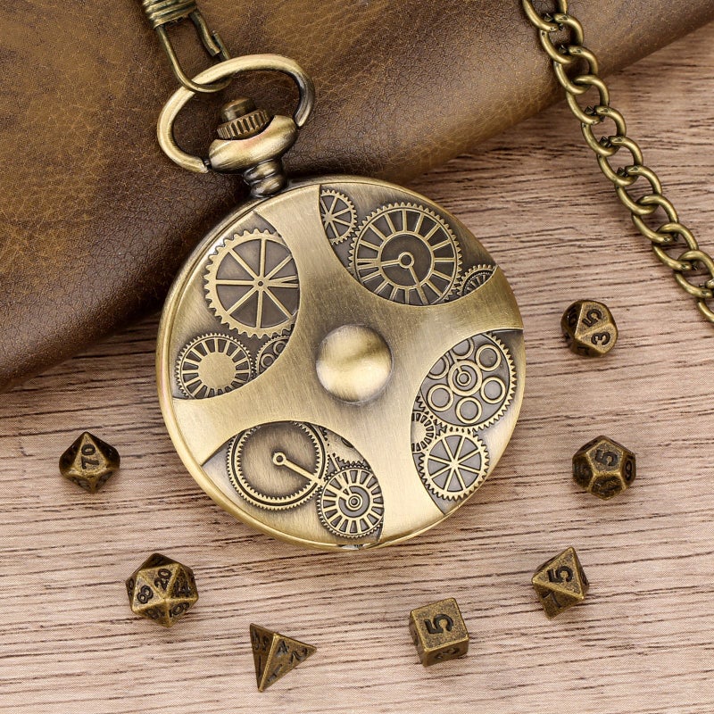 2024 New Bronze Gear Pocket Watch Case Dice Antique-PDND0201 