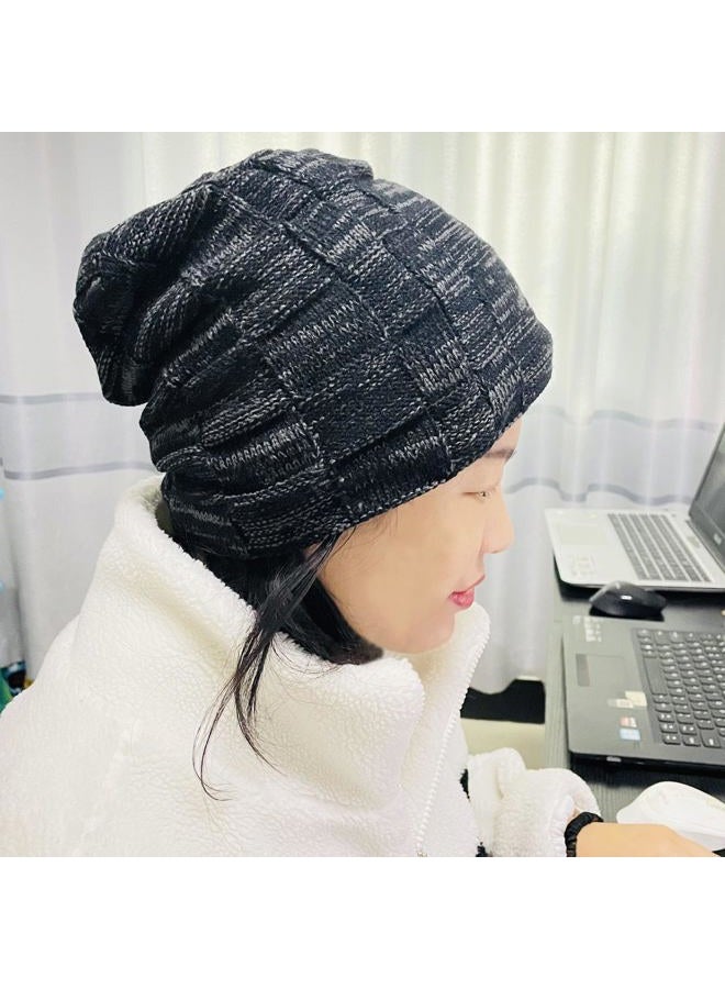 monochef Beanie for Men Women Hats Winter Slouchy Beanies Guys Cool Lined Knit Trendy Soft Stretch Warm Thick Skully Stocking Binie Hat Skull Cap Black, Gray - Image 3