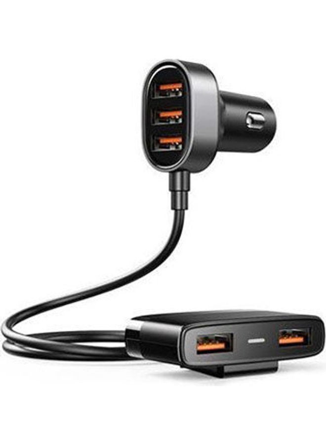 5 Multi Ports USB Car Charger 6.2A Adapter Black