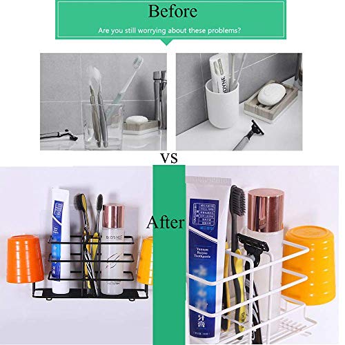 DENSITY COLLECTION Toothbrush Holder Stainless Steel Toothpaste Holder Wall Mounted for Bathroom Storage - Black - Image 5