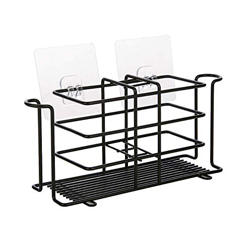 DENSITY COLLECTION Toothbrush Holder Stainless Steel Toothpaste Holder Wall Mounted for Bathroom Storage - Black - Image 1