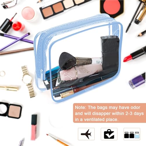 APREUTY Clear Makeup Bags, TSA Approved 6 Pcs Cosmetic Makeup Bags Set Clear PVC with Zipper Handle Portable Travel Luggage Pouch Airport Airline Vacation Organization (Haze Blue) - Image 4