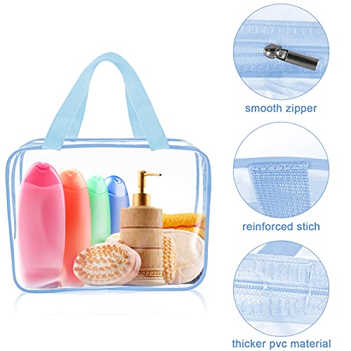 APREUTY Clear Makeup Bags, TSA Approved 6 Pcs Cosmetic Makeup Bags Set Clear PVC with Zipper Handle Portable Travel Luggage Pouch Airport Airline Vacation Organization (Haze Blue) - Image 5