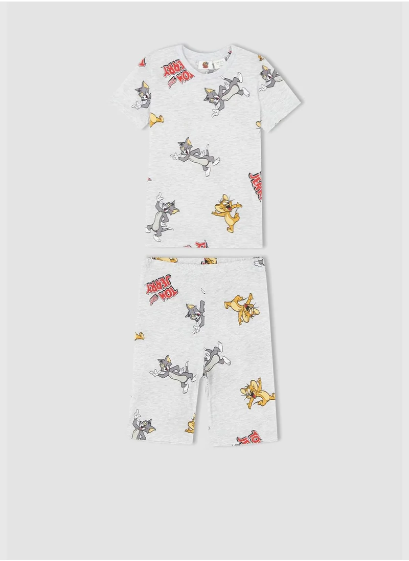 DeFacto Short Sleeve Tom & Jerry Print Pyjama Set