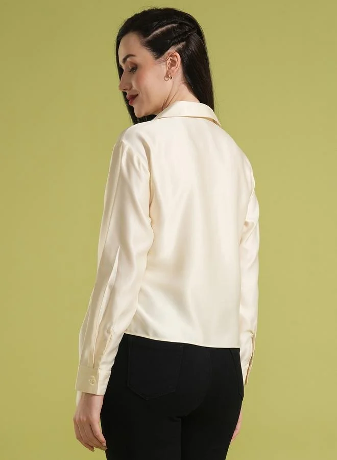 globus Globus Solid Twisted Buckle Detail Regular Fit Shirt