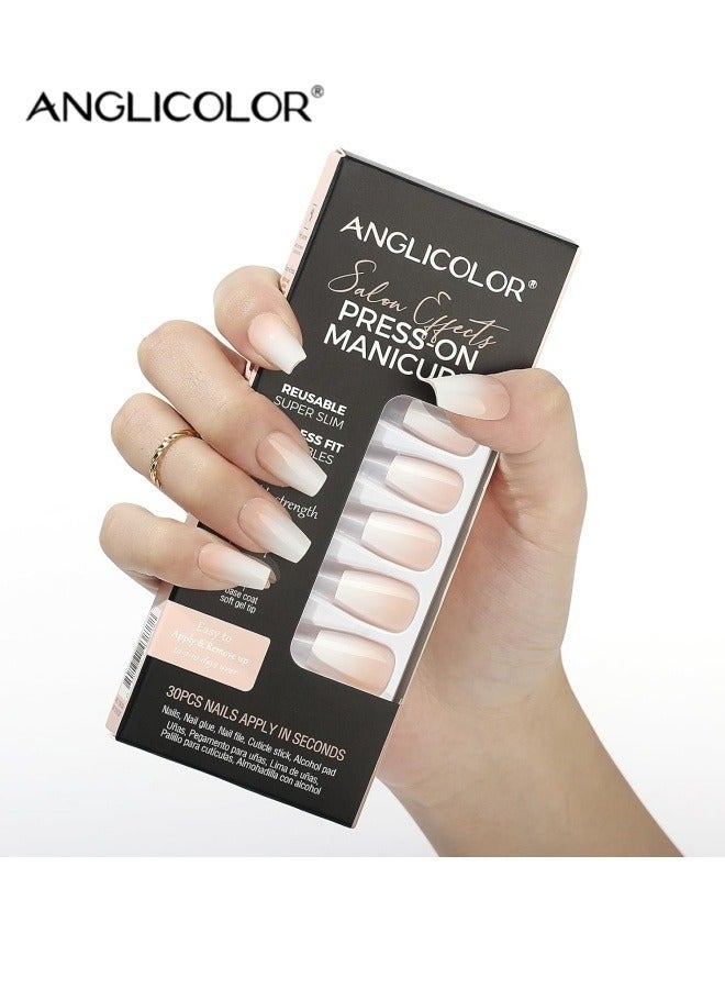 Anglicolor 30 Pieces Press On Nails, Seamless and Removable Nail Stickers, French Pastel Press On Nails, Reusable False Nails, Fack Nails, 15 Sizes - A105 - Image 4