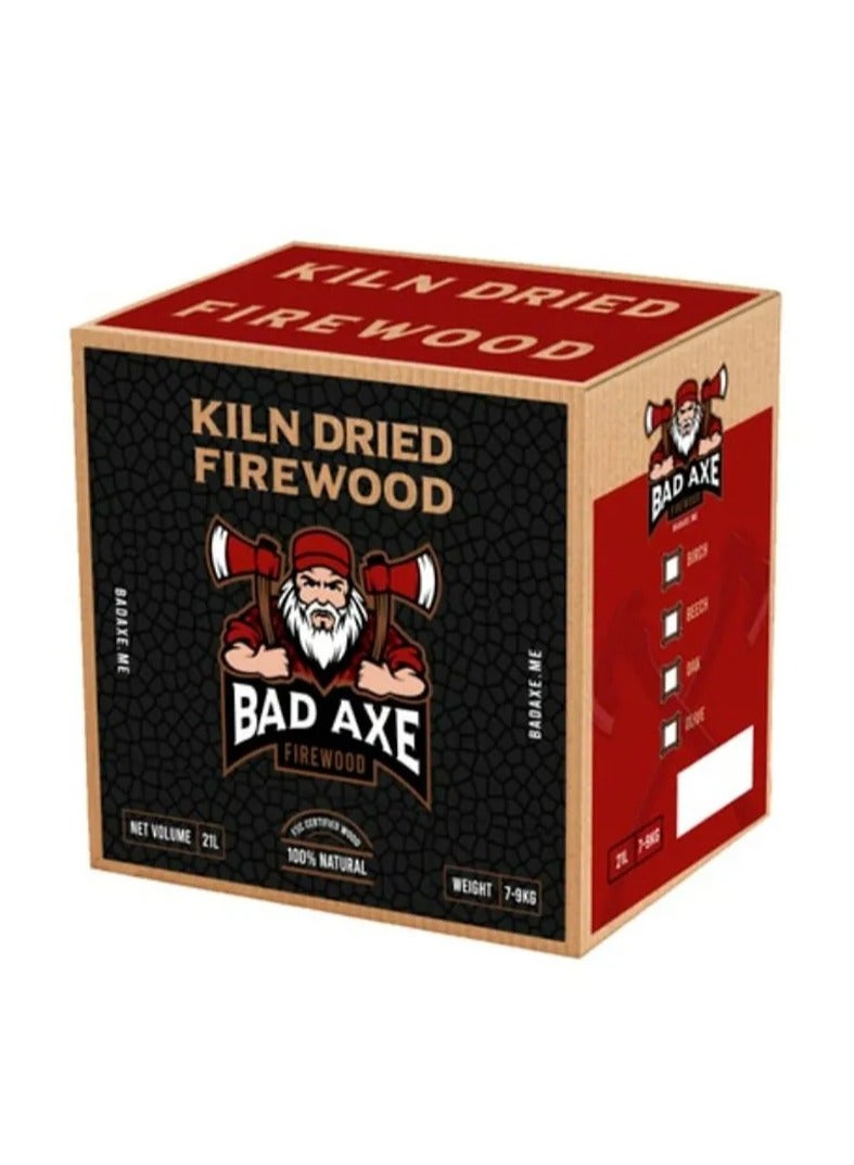 BAD AXE خشب حطب البلوط باد آكس 21 لتر – جذوع بلوط ممتازة | احتراق نظيف وطويل الأمد لمدافئ النار وأحواض النار | سهل التخزين وجاهز للاستخدام - Image 2