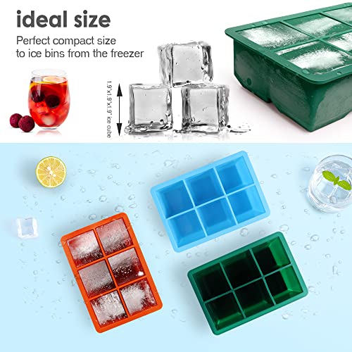Excnorm Silicone Ice Cube Trays 3 Pack - Large Size Silicone Ice Cube Molds with Leak Proof Removable Lid Square Ice Cube Tray And BPA Free for Cocktail,Whiskey, Stackable Flexible Ice - Image 4