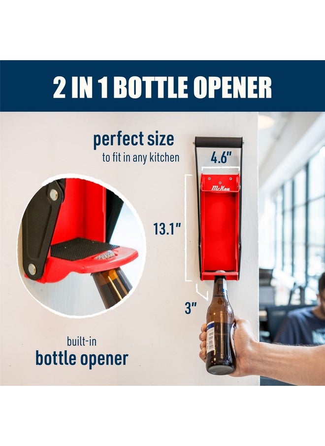 McKay Mckay 16oz Metal Can Crusher, Heavy-Duty Wall-Mounted Smasher for Aluminum Seltzer, Soda, Beer Cans and Bottles for Recycling, Gadgets for Home (Red)  - Image 3
