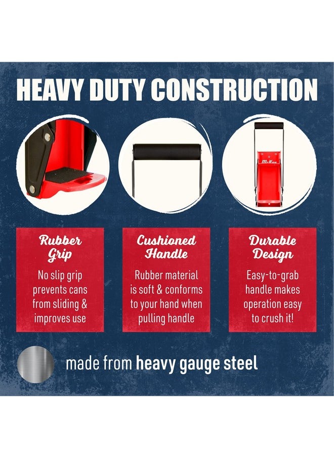 McKay Mckay 16oz Metal Can Crusher, Heavy-Duty Wall-Mounted Smasher for Aluminum Seltzer, Soda, Beer Cans and Bottles for Recycling, Gadgets for Home (Red)  - Image 2