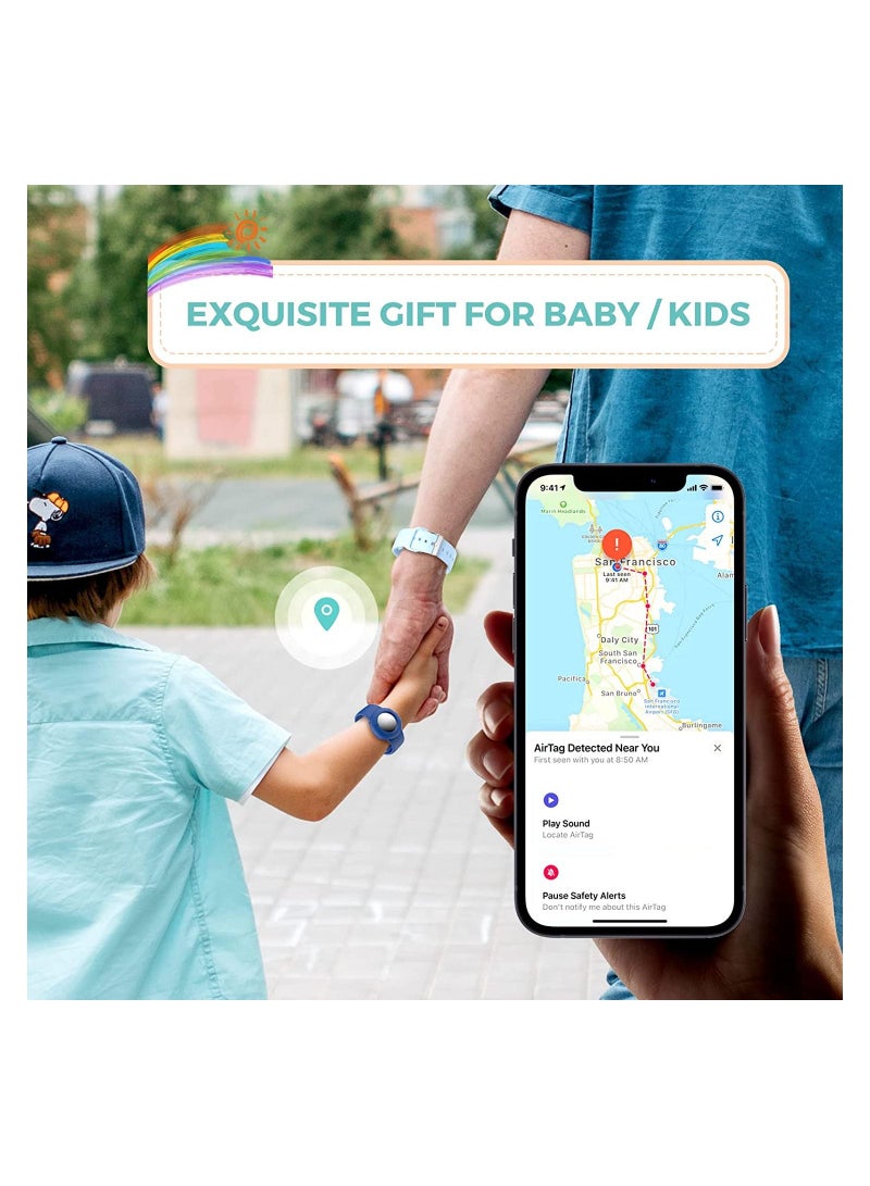 SYOSI 2 Pcs Airtag Wristbands for Kids Soft Silicone Bracelet Lightweight Waterproof Band Compatible with Apple Airtag Watch Band for Children and Toddler - Image 5