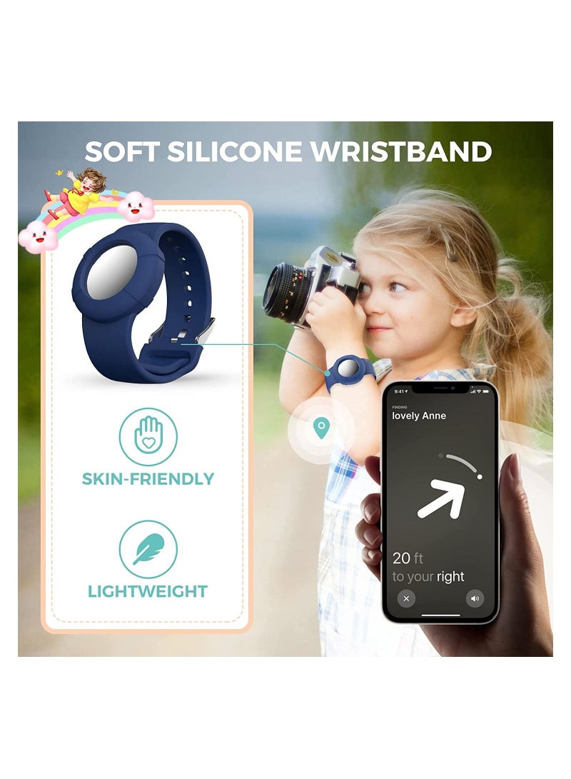 SYOSI 2 Pcs Airtag Wristbands for Kids Soft Silicone Bracelet Lightweight Waterproof Band Compatible with Apple Airtag Watch Band for Children and Toddler - Image 2