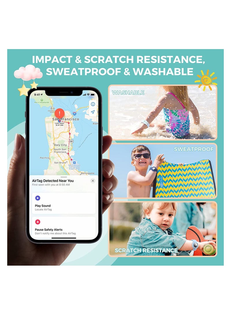 SYOSI 2 Pcs Airtag Wristbands for Kids Soft Silicone Bracelet Lightweight Waterproof Band Compatible with Apple Airtag Watch Band for Children and Toddler - Image 3