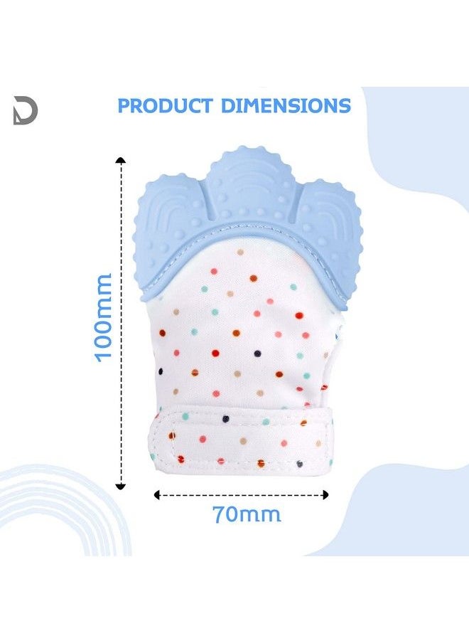 DaKos - Teething Mitten Soft Food Grade Silicone Teether Mitten Glove Handy Teething Mit Toy For Self Soothing Bpa Free For 3�12 Months Infants (1 Piece) (Sky Blue) - Image 1