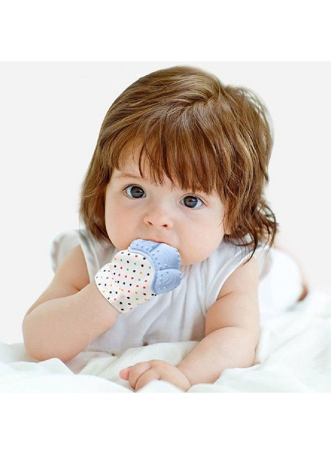 DaKos - Teething Mitten Soft Food Grade Silicone Teether Mitten Glove Handy Teething Mit Toy For Self Soothing Bpa Free For 3�12 Months Infants (1 Piece) (Sky Blue) - Image 1