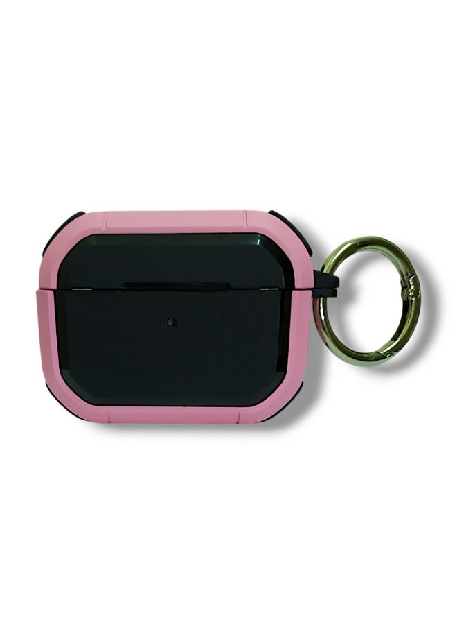 Generic - Shockproof Hard Protective Case for AirPods Pro 2 - Pink and Black - Image 1