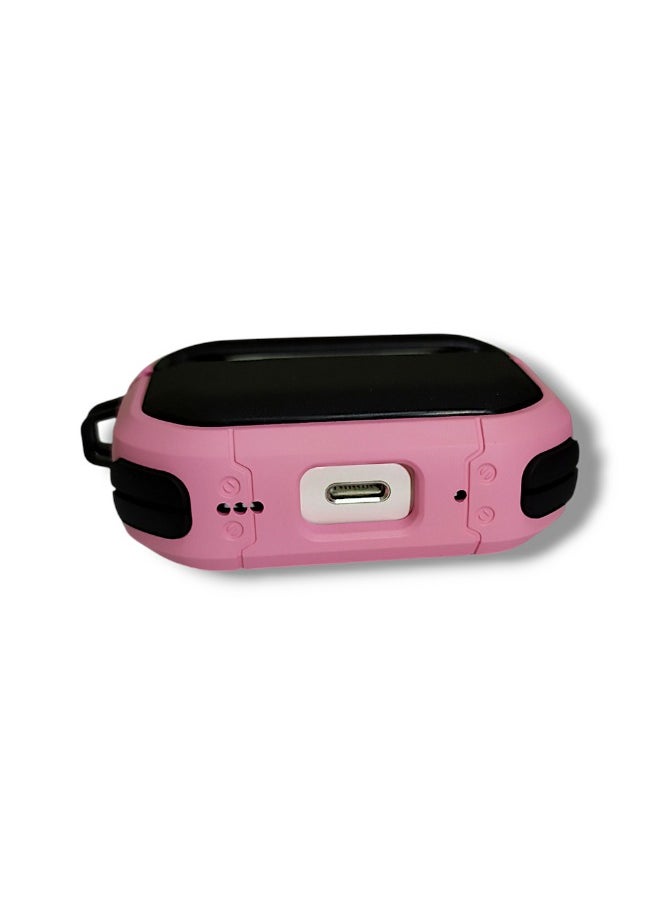 Generic - Shockproof Hard Protective Case for AirPods Pro 2 - Pink and Black - Image 1