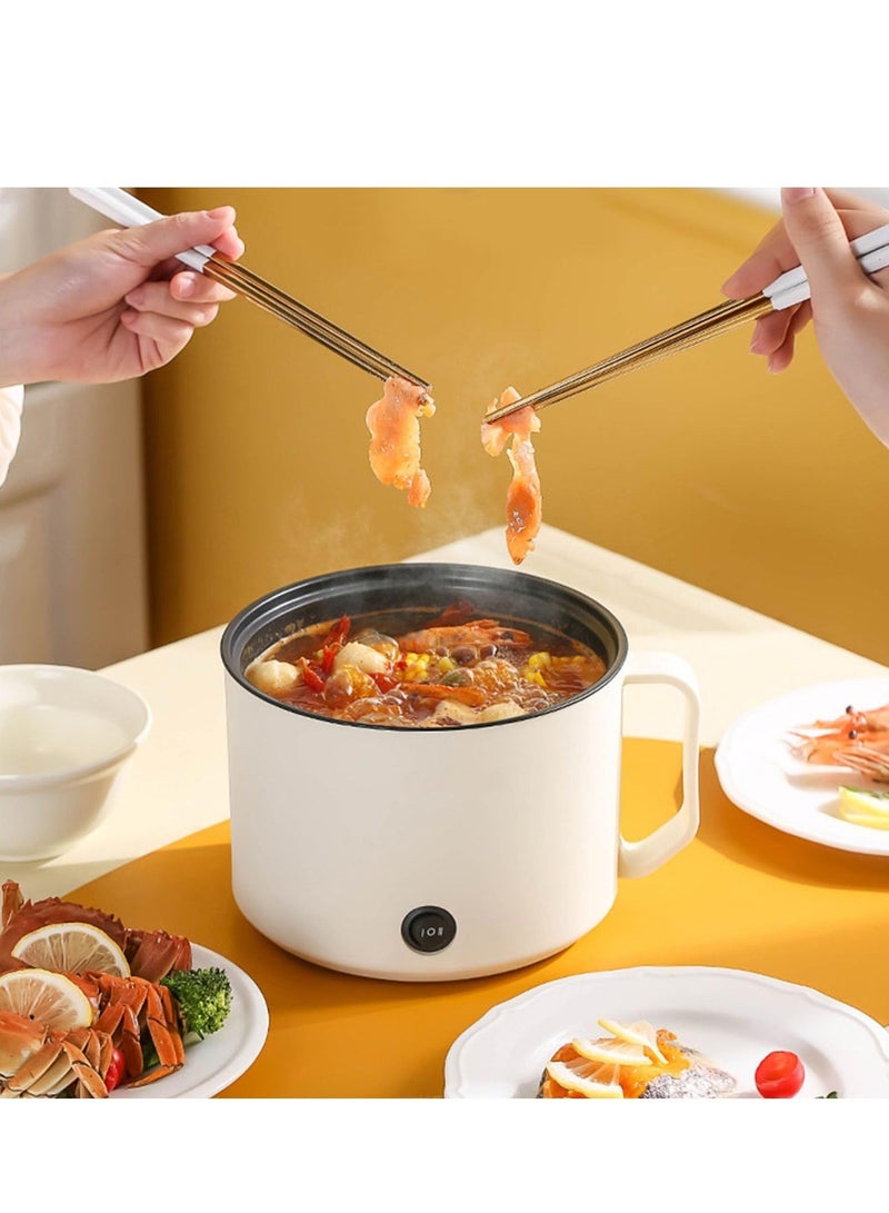 WALALLA Hot Pot Electric, 1.8L, Portable Mini Electric Skillet, with Dual Power Control for Stir Fry, Ramen, Steak, Egg, Soup, for Dorm, Office, Travel, white - Image 2