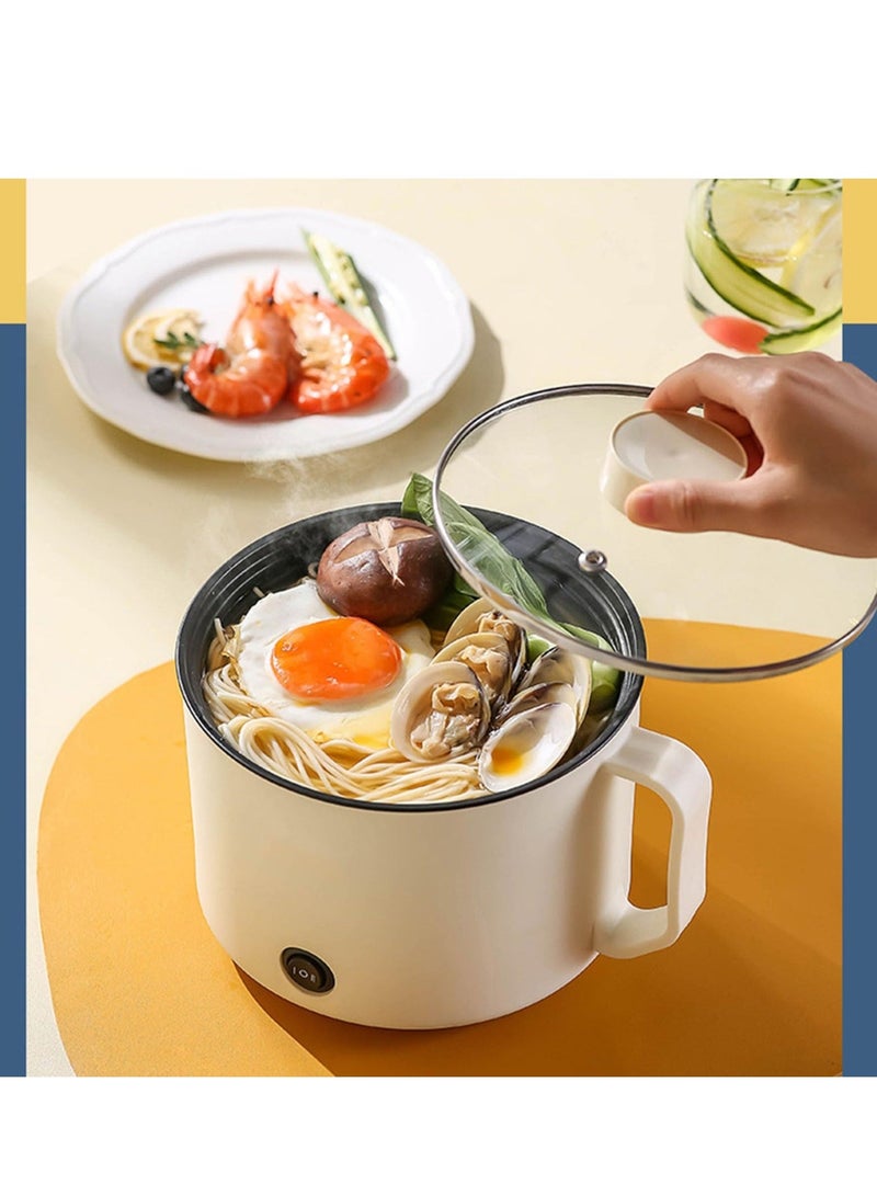 WALALLA Hot Pot Electric, 1.8L, Portable Mini Electric Skillet, with Dual Power Control for Stir Fry, Ramen, Steak, Egg, Soup, for Dorm, Office, Travel, white - Image 3