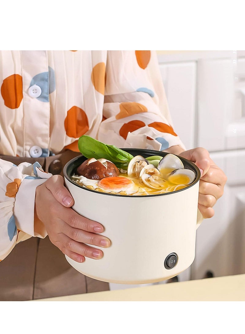 WALALLA Hot Pot Electric, 1.8L, Portable Mini Electric Skillet, with Dual Power Control for Stir Fry, Ramen, Steak, Egg, Soup, for Dorm, Office, Travel, white - Image 4