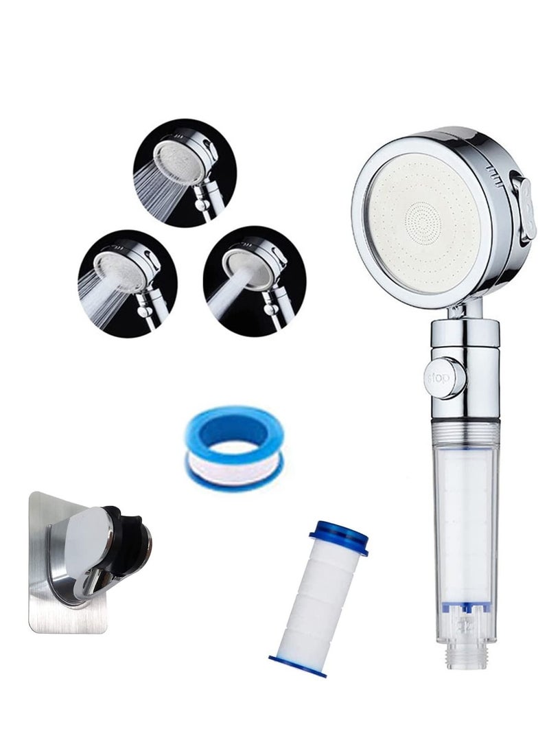 TYCOM Shower Head Eco Power High Pressure Water Softener Filtered Handheld Showerhead with Spa like Ionic beads for Dry Skin and Hair 3 Spray Settings Fiber Filter and Ball.  - Image 1