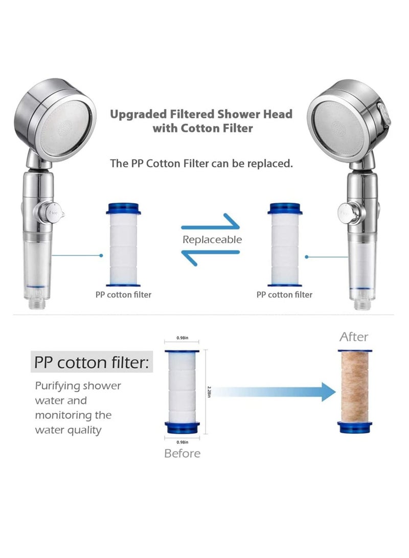 TYCOM Shower Head Eco Power High Pressure Water Softener Filtered Handheld Showerhead with Spa like Ionic beads for Dry Skin and Hair 3 Spray Settings Fiber Filter and Ball.  - Image 4