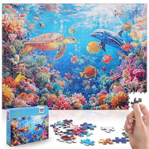 YOGEON Puzzle for Adults 1000 Pieces Underwater World Puzzle Ocean Beach Sea Turtle Coral1000 Piece Undersea Summer Jigsaw Puzzle Finish Size 28x 20 - Image 1