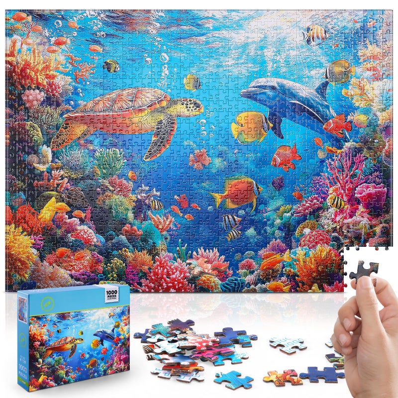 YOGEON Puzzle for Adults 1000 Pieces Underwater World Puzzle Ocean Beach Sea Turtle Coral1000 Piece Undersea Summer Jigsaw Puzzle Finish Size 28x 20 - Image 3