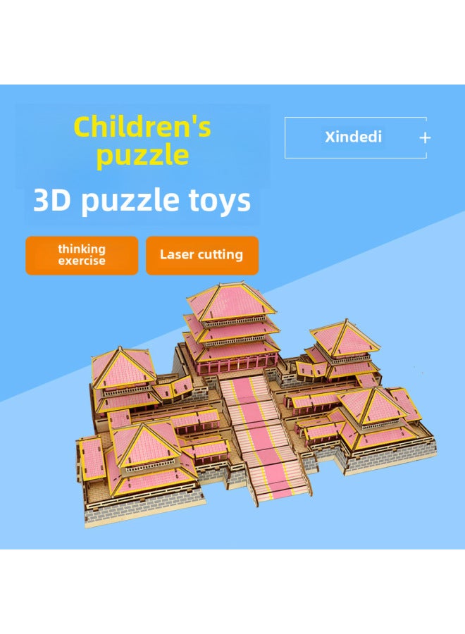 College Students Gift Wooden 3D Three-dimensional Jigsaw Puzzle Ancient Building Model DIY Educational Toys Stall Supply-Color:Yellow Crane Tower - Image 4
