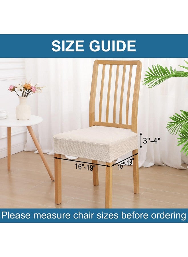 Smiry Waterproof Seat Covers for Dining Room Chairs Set of 2, Stretch Jacquard Removable Washable Chair Seat Slipcovers Protector, No Rear Covers, Beige - Image 2
