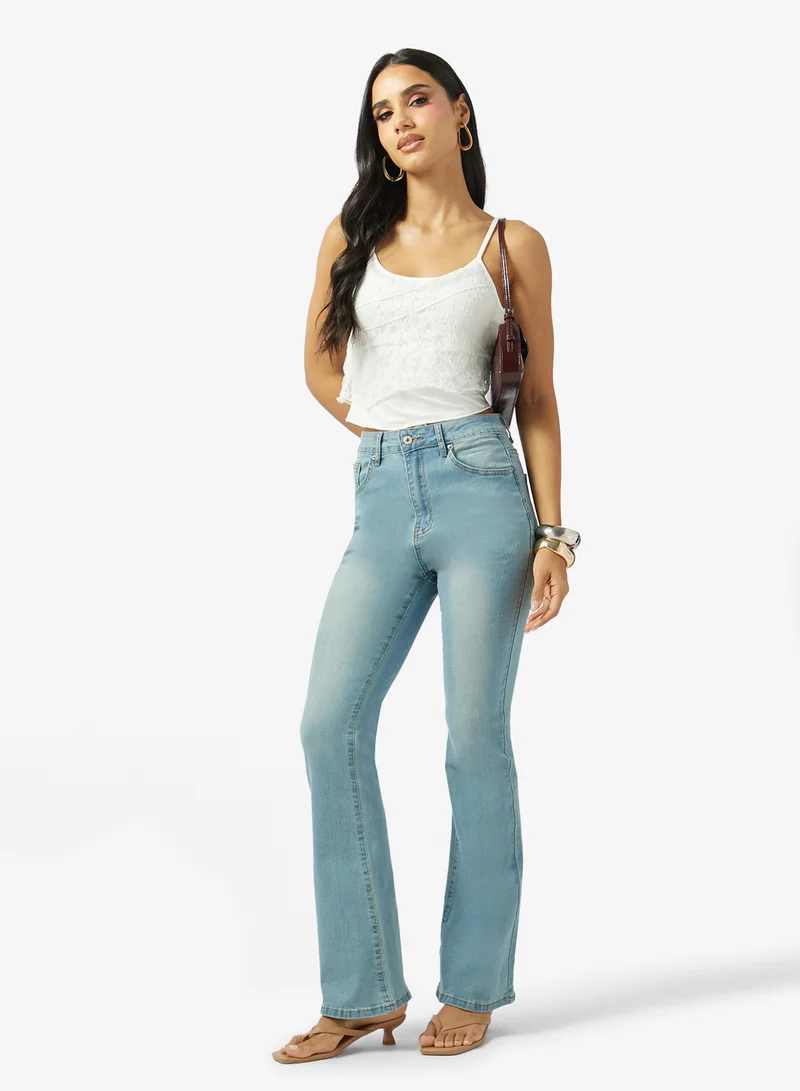 جينجر High Rise Straight Fit Jeans