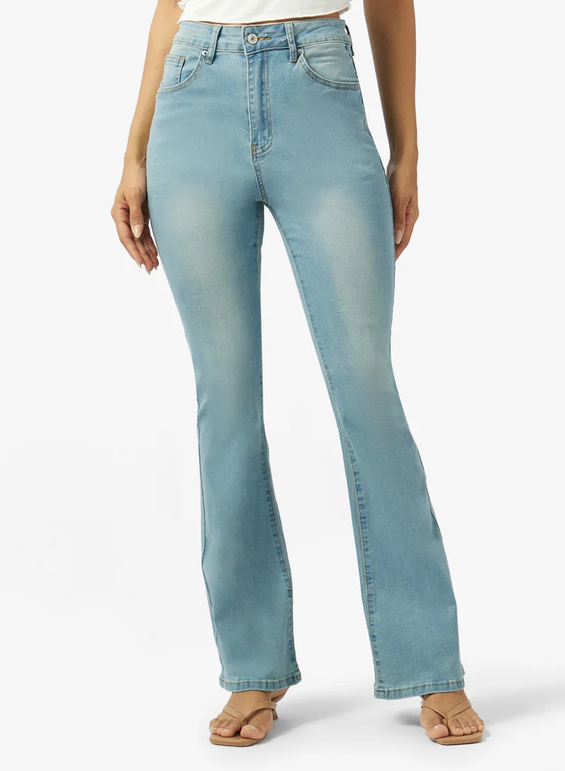 جينجر High Rise Straight Fit Jeans