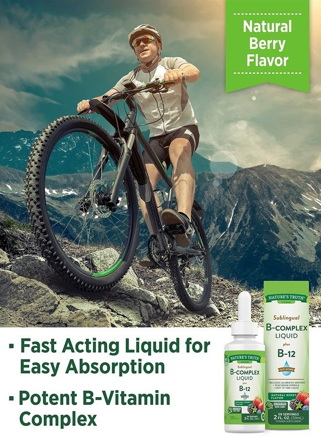 Nature's Truth فيتامين ب المركب سائل تحت اللسان | 2 أونصة | نكهة التوت الطبيعية | نباتي، خالي من الكائنات المعدلة وراثيًا وخالي من الغلوتين | من ناتشرز تروث - Image 2