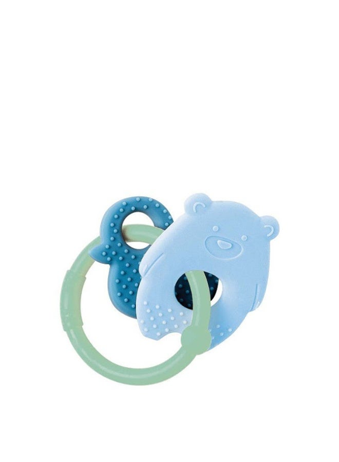Nattou Silicone Teether Bear + Duck Green Ring - Image 1