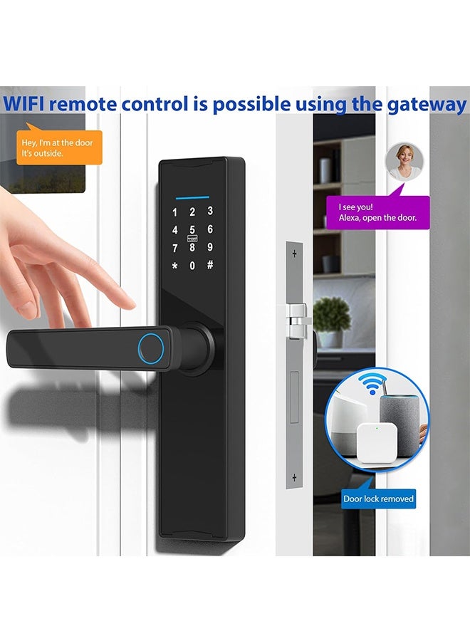 TodyJeyHo Tuya Smart Lock Fingerprint Lockï¼ŒKeypad Door Lock with Handleï¼ŒFingerprint Electronic Deadbolt Door Lockï¼ŒSmart Door Lock Compatible with Tuya APP - Image 4