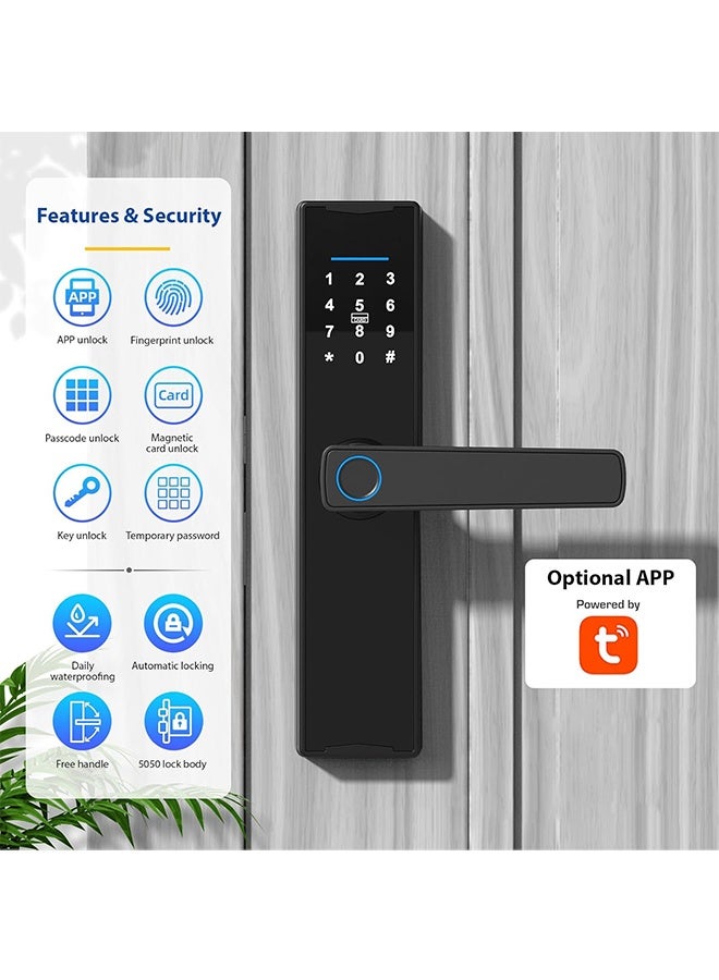 TodyJeyHo Tuya Smart Lock Fingerprint Lockï¼ŒKeypad Door Lock with Handleï¼ŒFingerprint Electronic Deadbolt Door Lockï¼ŒSmart Door Lock Compatible with Tuya APP - Image 2
