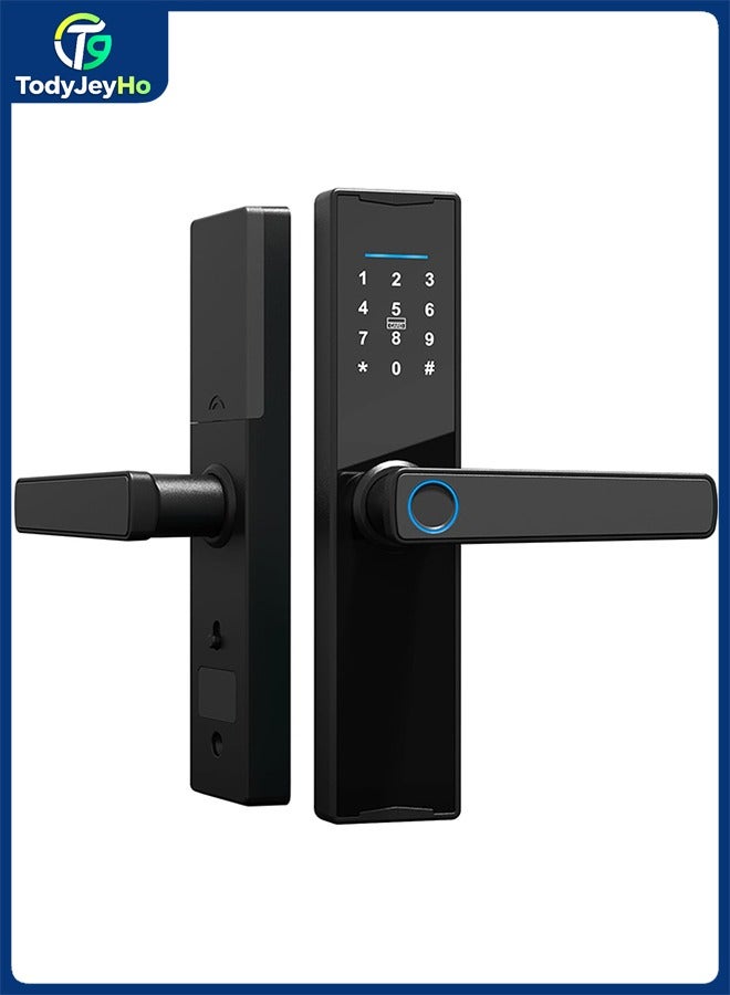 TodyJeyHo Tuya Smart Lock Fingerprint Lockï¼ŒKeypad Door Lock with Handleï¼ŒFingerprint Electronic Deadbolt Door Lockï¼ŒSmart Door Lock Compatible with Tuya APP - Image 1