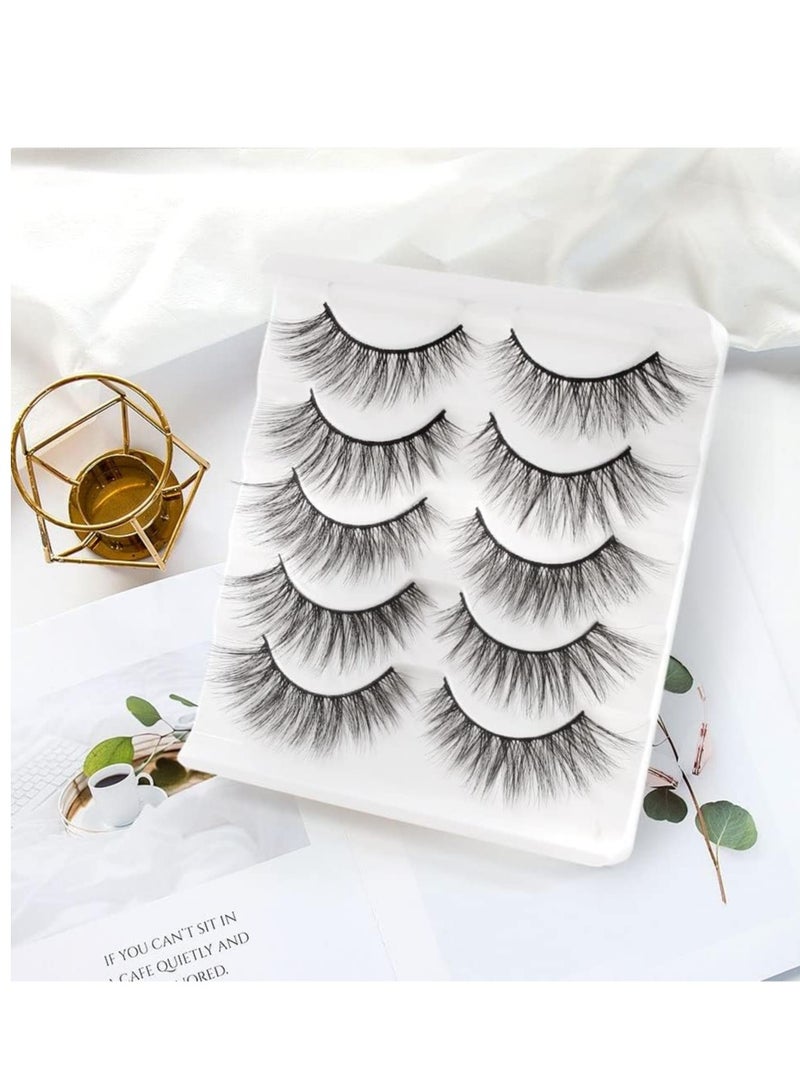 5 أزواج من الرموش الصناعية ذات مظهر طبيعي، رموش صناعية ثلاثية الأبعاد مصنوعة يدويًا سميكة قابلة لإعادة الاستخدام للمكياج - Image 2