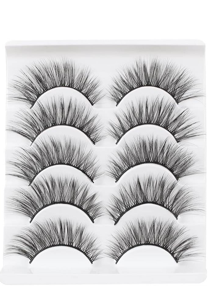 5 أزواج من الرموش الصناعية ذات مظهر طبيعي، رموش صناعية ثلاثية الأبعاد مصنوعة يدويًا سميكة قابلة لإعادة الاستخدام للمكياج - Image 4