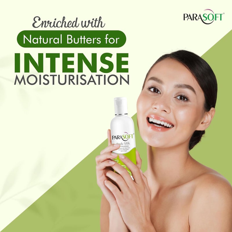 Parasoft Moisturizing Hydrating Face Body Milk with Goodness of Aloe vera Shea butter and Vitamin B3 B6 for Normal to Very Dry Skin Quick Absorbing100mlpack of 4 - Image 4