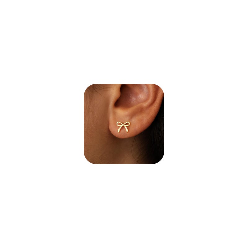 JIAOGE Easter Gifts for Kids Teens Girls - Bow Earrings for Girls Gold Studs Earrings for Women Gold Earring for Women Hypoallergenic Earring Gift for Girl Gift for Teen Girl Gifts Trendy Stuff - Image 1