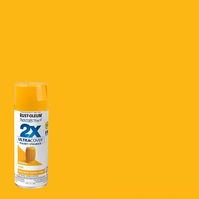 Rust-Oleum 249862 Painter's Touch 2X Ultra Cover Spray Paint, 12 Oz, Gloss Marigold - Image 1