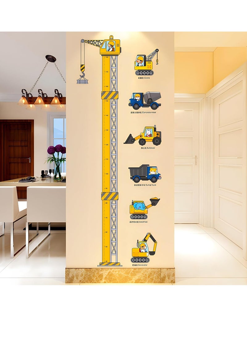 Gonice New Construction Vehicle Height Chart Stickers, Kids Growth Height Chart Measurement Removable Wall Sticker Decal, Removable DIY Mural Decor for Kids Bedroom, Nursery, Classroom  - Image 1