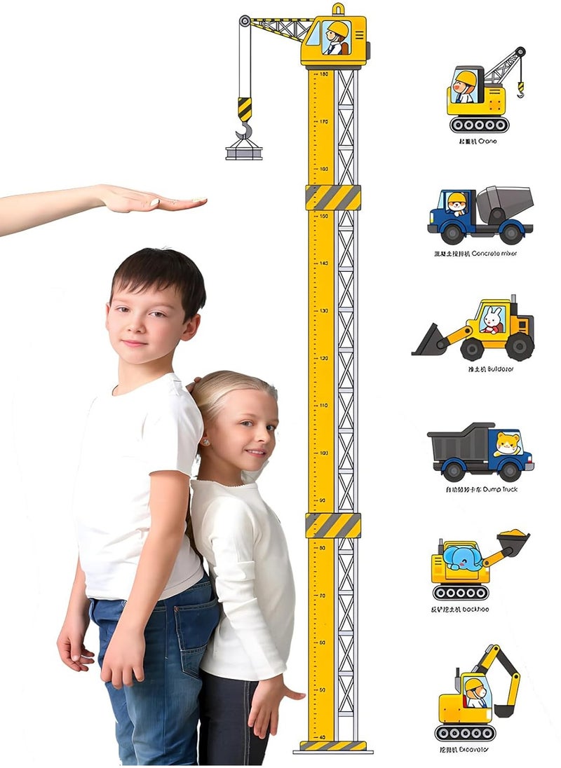 Gonice New Construction Vehicle Height Chart Stickers, Kids Growth Height Chart Measurement Removable Wall Sticker Decal, Removable DIY Mural Decor for Kids Bedroom, Nursery, Classroom  - Image 2