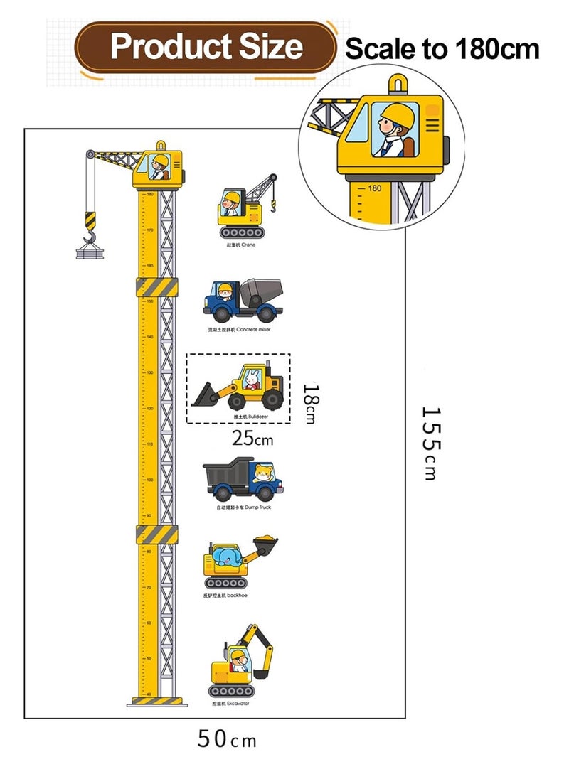 Gonice New Construction Vehicle Height Chart Stickers, Kids Growth Height Chart Measurement Removable Wall Sticker Decal, Removable DIY Mural Decor for Kids Bedroom, Nursery, Classroom  - Image 5